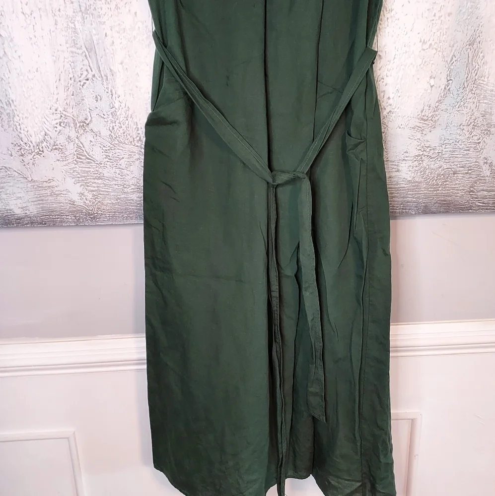 ZARA Belted Midi Linen Blend Dress Sz-XL - Picture 8 of 12